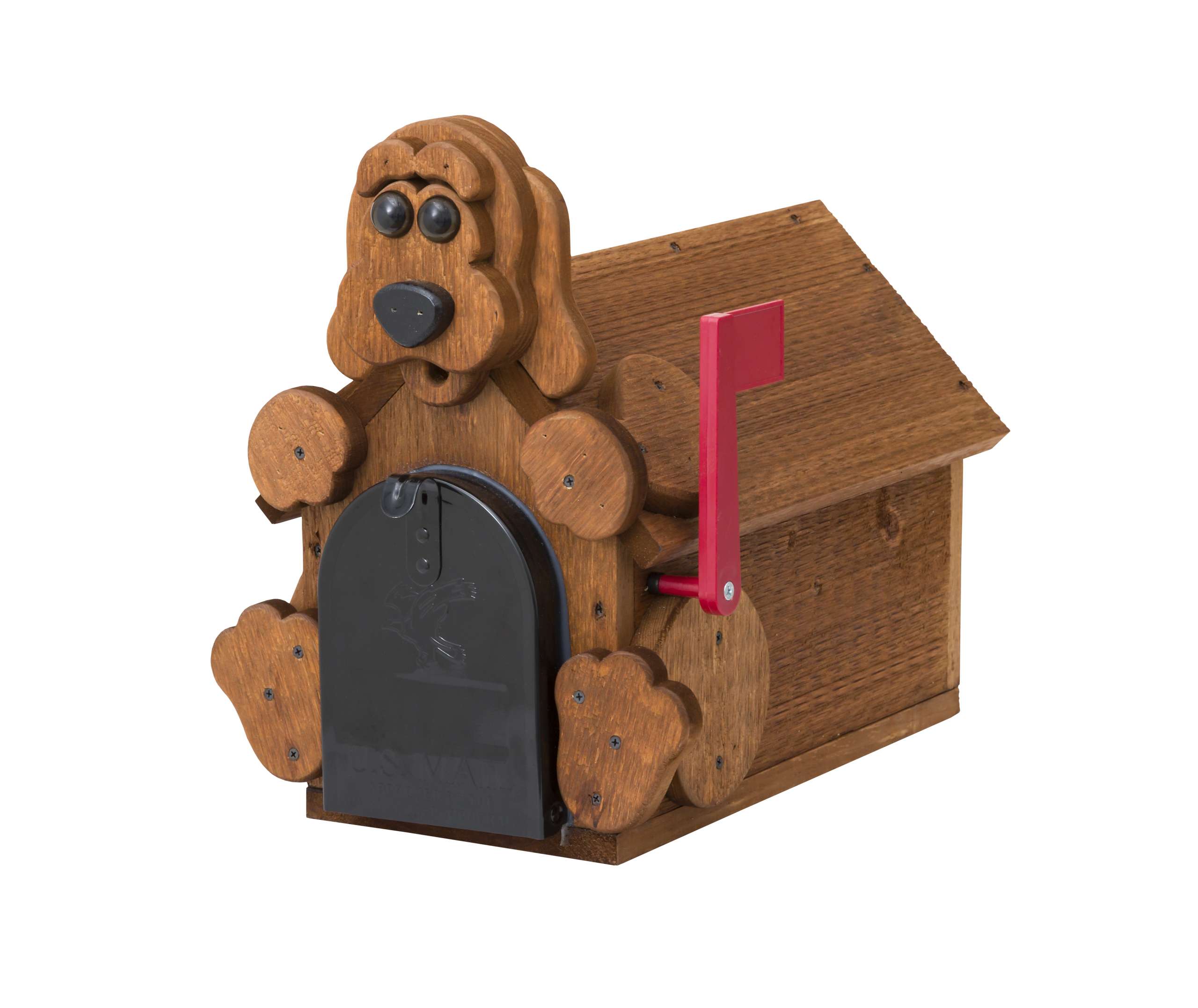 unique wooden dog mailbox