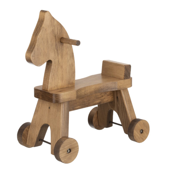 Hand crafted All wooden riding horse on wheels