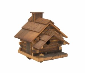 reclaimed wood log cabin birdhouse for sale from local small craft shop