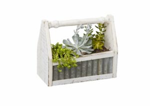 Reclaimed wood and tin succulent planter