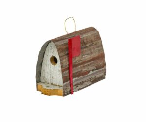 mailbox birdhouse made of reclaimed wood painted white