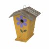 flower chalet wooden birdhouse hand painted yellow with purple flower
