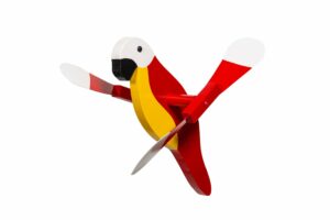 Hand crafted Red Parrot Whirly bird Yard ornament