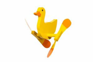 Hand crafted Yellow Duck whirligig Whirlybird Yard ornament