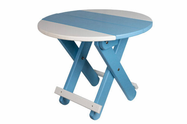 Round Folding Table Powder Blue & White
