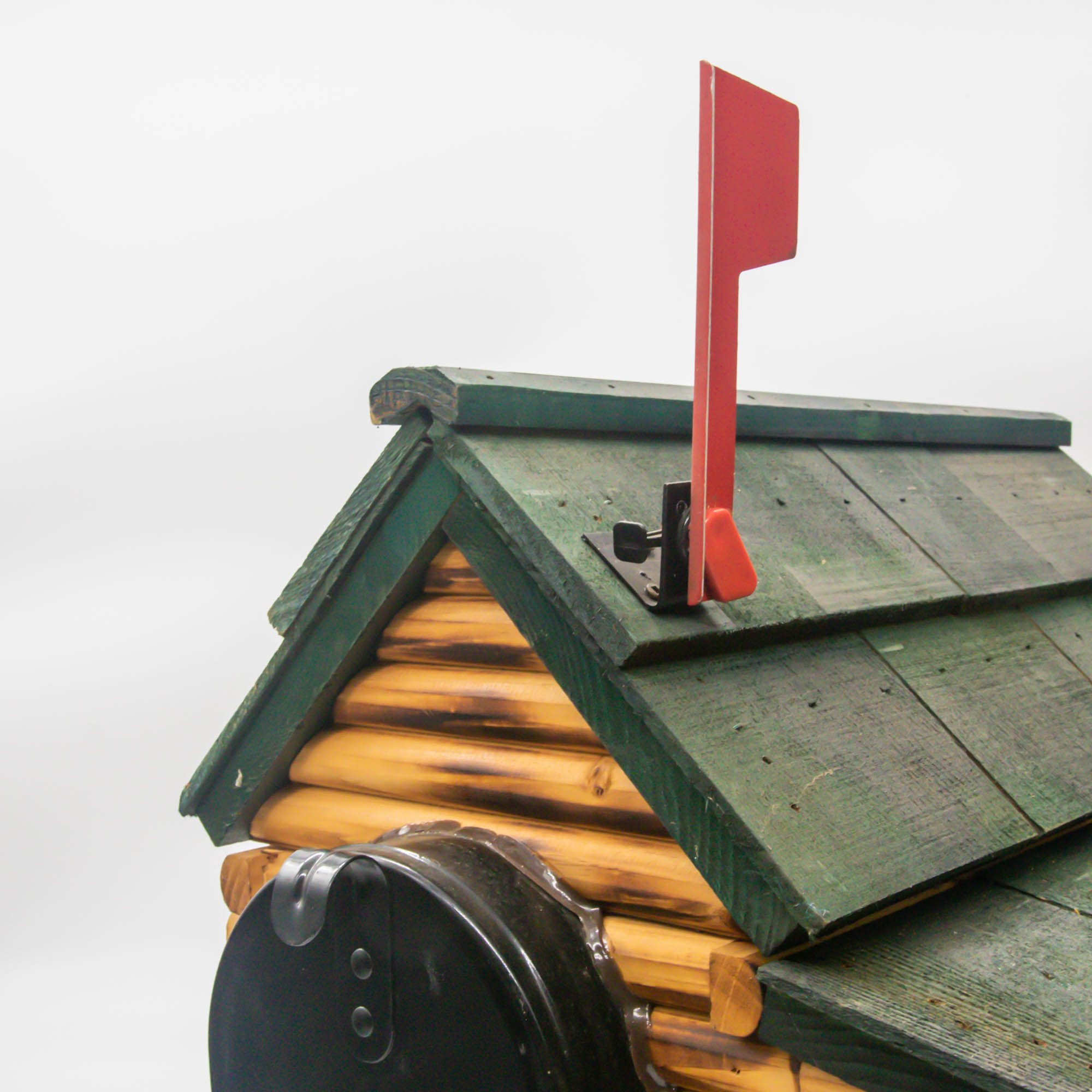 log cabin mailbox with wooden post for sale